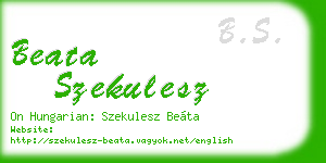 beata szekulesz business card